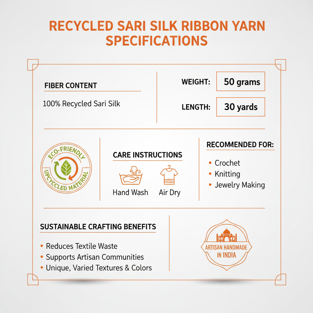 Knitsilk Recycled Sari Silk Ribbon |Best for Crochet, Knitting and Jewelry Making |50 GMS-30Yards-Orange Ombre