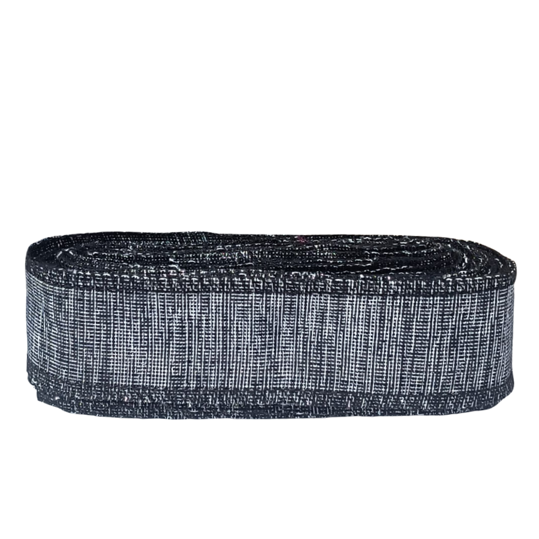 Black Sparkle Cotton Ribbon - 1.5 Inch x 25 Yards | Stitched Edges  | Premium Woven Craft Ribbon