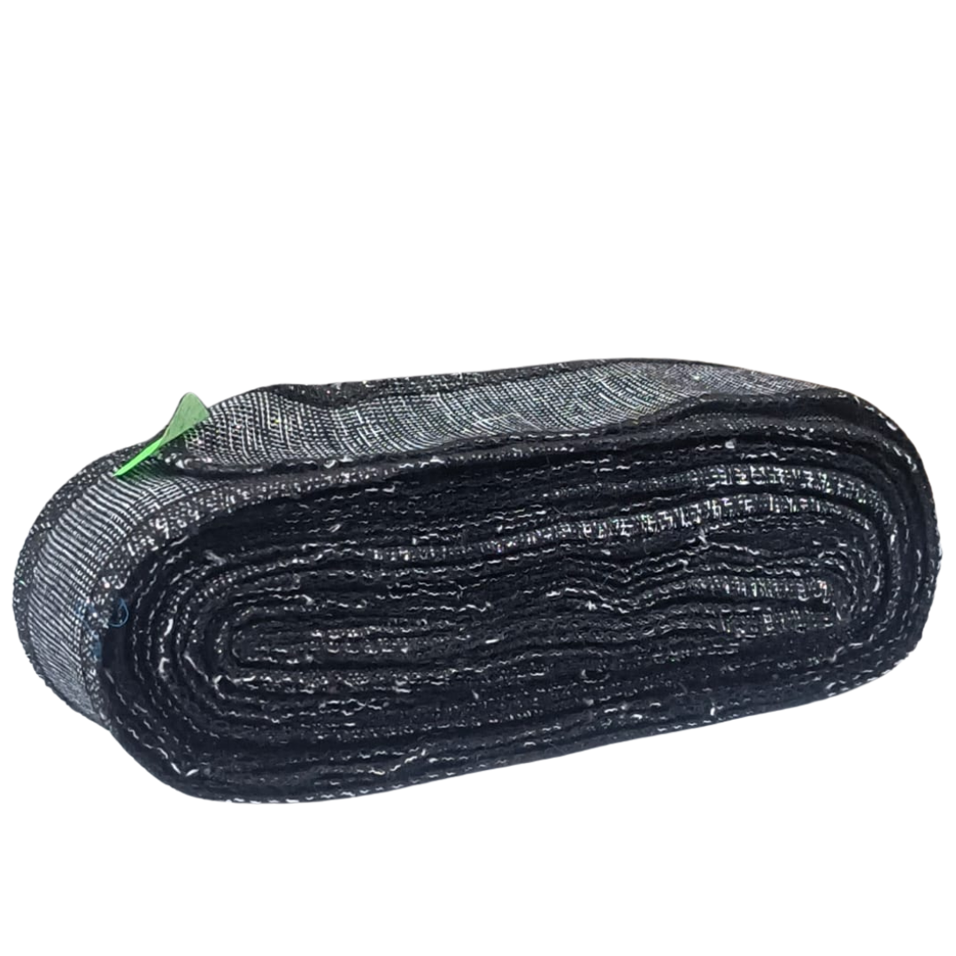 Black Sparkle Cotton Ribbon - 1.5 Inch x 25 Yards | Stitched Edges  | Premium Woven Craft Ribbon