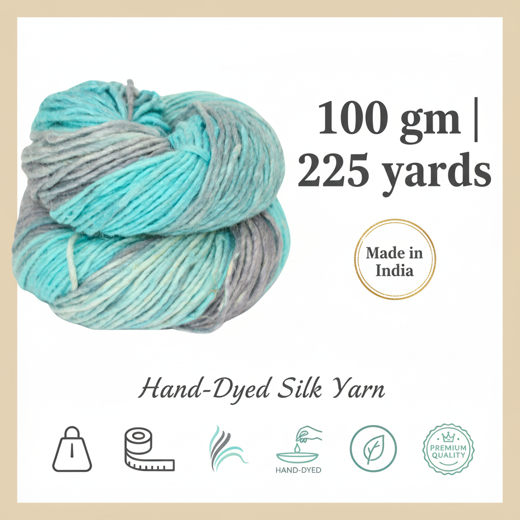 Silk-Wool Blend Singles – Merino Silk Hand-Dyed Yarn (Sport/DK Weight) | 100 gm, 225+ yd |Yuk