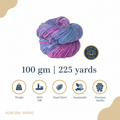 Silk-Wool Blend Singles – Merino Silk Hand-Dyed Yarn (Sport/DK Weight) | 100 gm, 225+ yd | Bhramaput