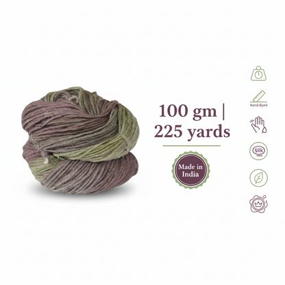 Silk-Wool Blend Singles – Merino Silk Hand-Dyed Yarn (Sport/DK Weight) | 100 gm, 225+ yd  | Nig