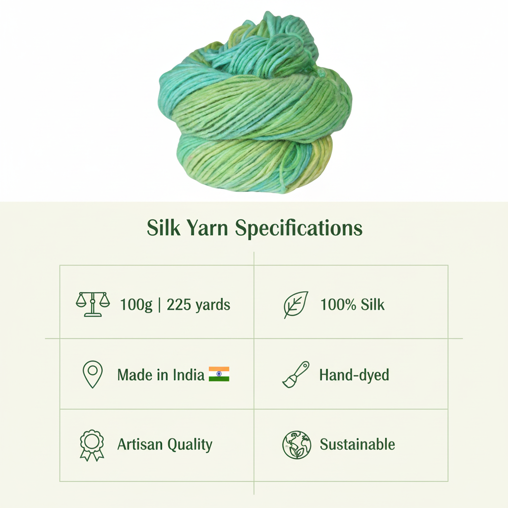 Silk-Wool Blend Singles – Merino Silk Hand-Dyed Yarn (Sport/DK Weight) | 100 gm, 225+ yd | Mississi