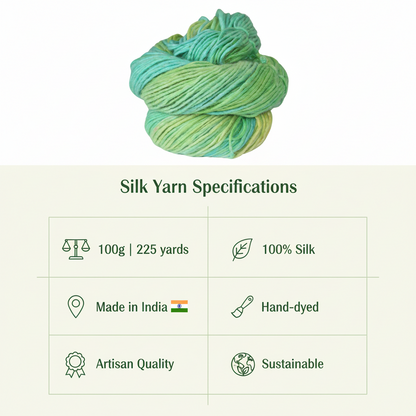 Silk-Wool Blend Singles – Merino Silk Hand-Dyed Yarn (Sport/DK Weight) | 100 gm, 225+ yd | Mississi