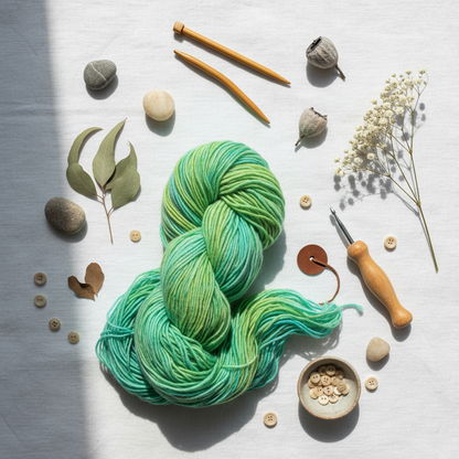 Silk-Wool Blend Singles – Merino Silk Hand-Dyed Yarn (Sport/DK Weight) | 100 gm, 225+ yd | Mississi