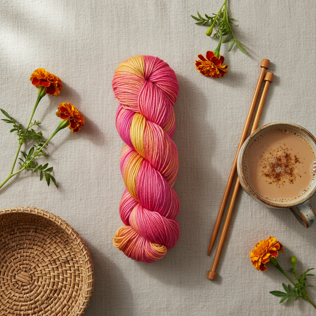 Silk-Wool Blend Singles – Merino Silk Hand-Dyed Yarn (Sport/DK Weight) | 100 gm,225+ yd | Tham