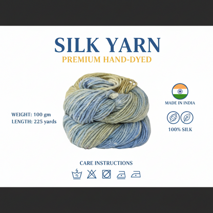 Silk-Wool Blend Singles – Merino Silk Hand-Dyed Yarn (Sport/DK Weight) | 100 gm, 225+ yd | Ni