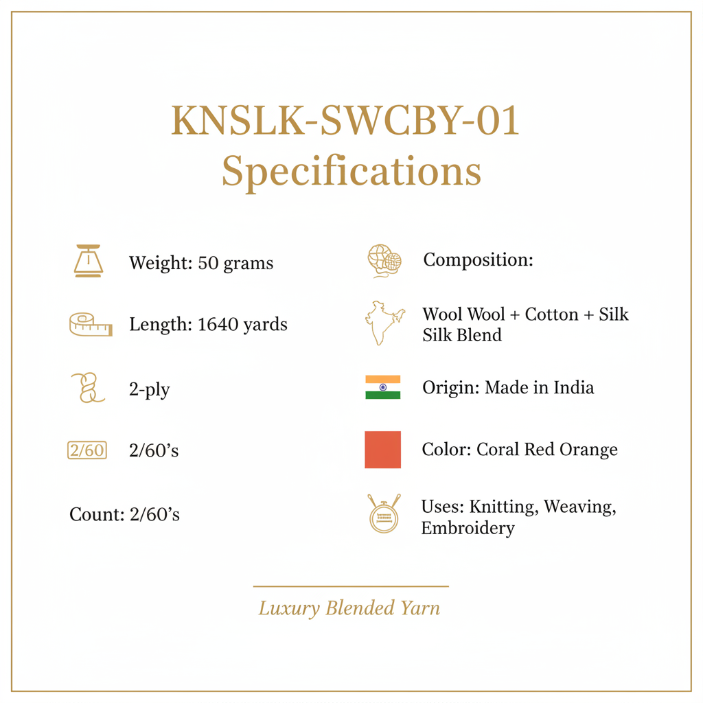 Knitsilk Wool, Cotton & Silk Blended Thread – 50 g (2 ply 2/60’s), Or
