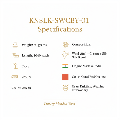Knitsilk Wool, Cotton & Silk Blended Thread – 50 g (2 ply 2/60’s), Or