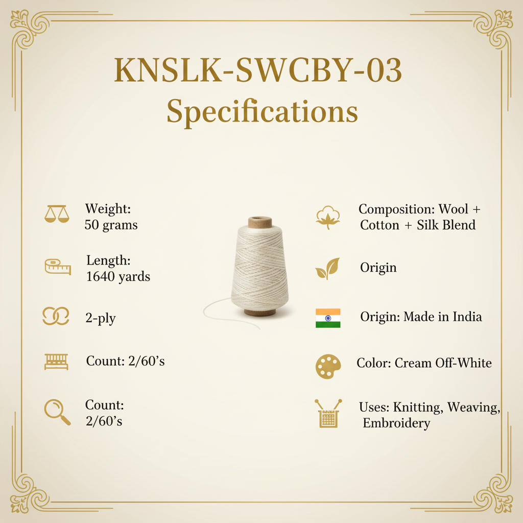 Knitsilk Wool, Cotton & Silk Blended Thread – 50 g (2 ply 2/60’s), W