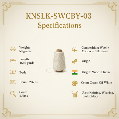 Knitsilk Wool, Cotton & Silk Blended Thread – 50 g (2 ply 2/60’s), W