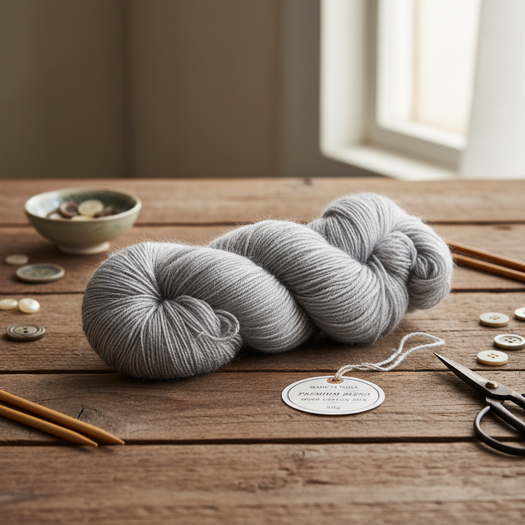 Knitsilk Wool, Cotton & Silk Blended Thread – 50 g (2 ply 2/60’s),