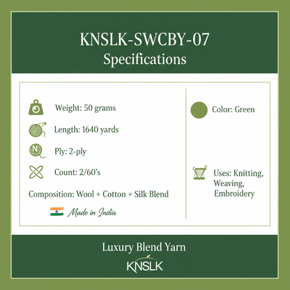 Knitsilk Wool, Cotton & Silk Blended Thread – 50 g (2 ply 2/60’s),G