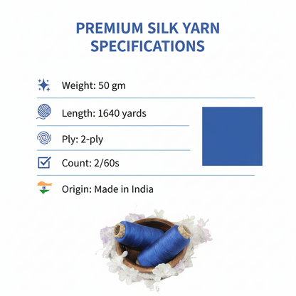 Knitsilk Wool, Cotton & Silk Blended Thread – 50 g (2 ply 2/60’s),Navy