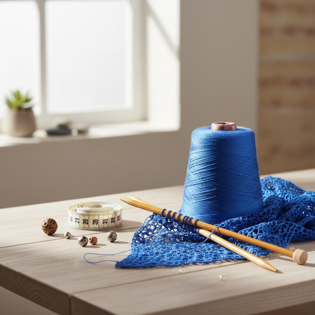Knitsilk Wool, Cotton & Silk Blended Thread – 50 g (2 ply 2/60’s),Royal
