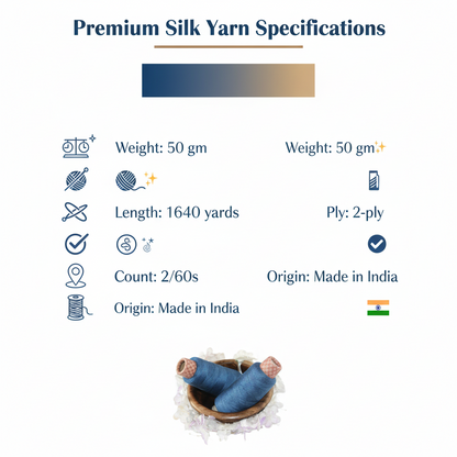 Knitsilk Wool, Cotton & Silk Blended Thread – 50 g (2 ply 2/60’s),