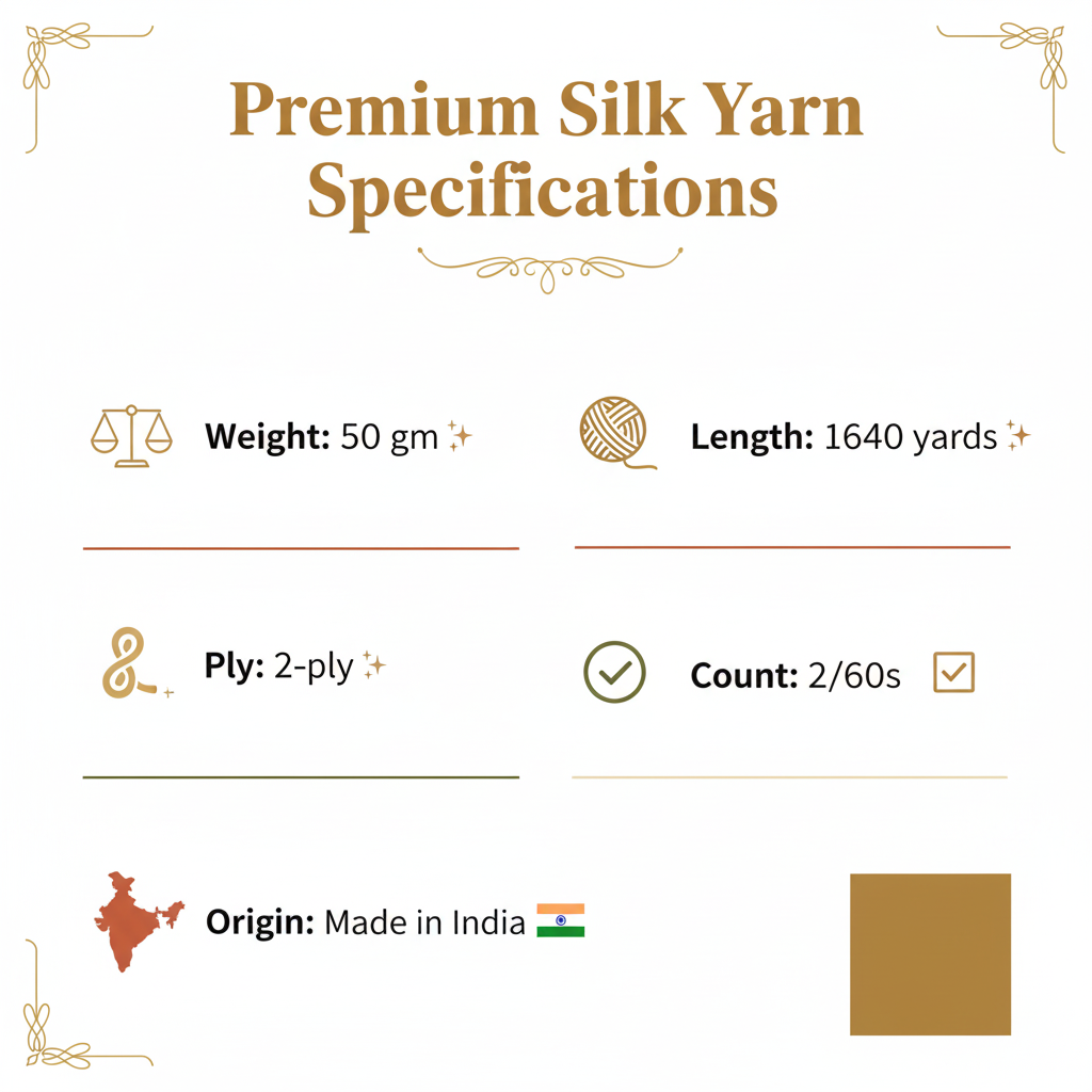 Knitsilk Wool, Cotton & Silk Blended Thread – 50 g (2 ply 2/60’s),Light b