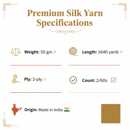 Knitsilk Wool, Cotton & Silk Blended Thread – 50 g (2 ply 2/60’s),Light b