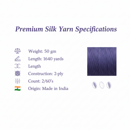 Knitsilk Wool, Cotton & Silk Blended Thread – 50 g (2 ply 2/60’s),Pu