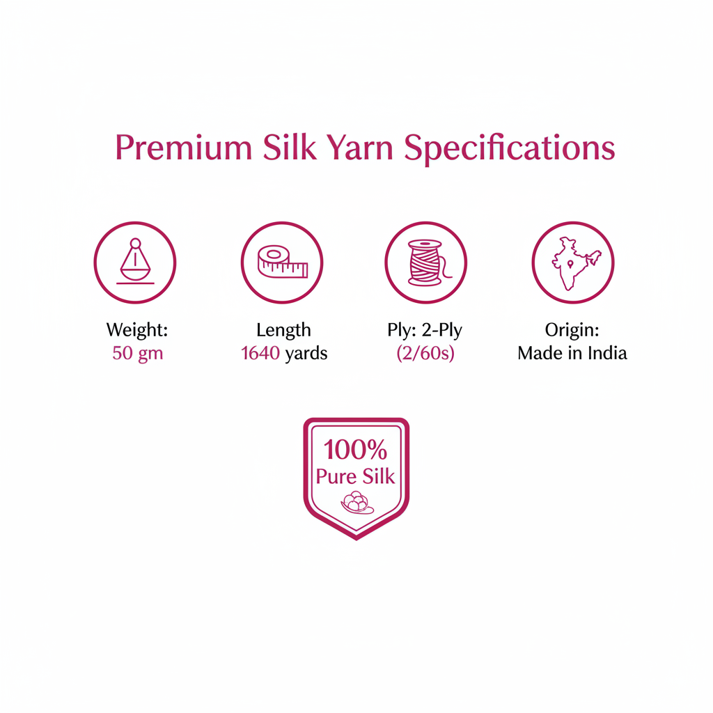 Knitsilk Wool, Cotton & Silk Blended Thread – 50 g (2 ply 2/60’s),Mag