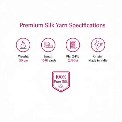 Knitsilk Wool, Cotton & Silk Blended Thread – 50 g (2 ply 2/60’s),Mag