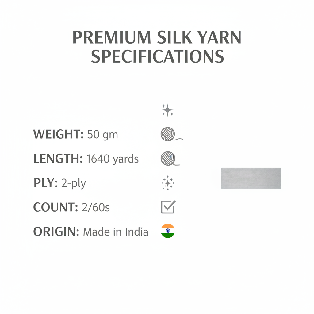 Knitsilk Wool, Cotton & Silk Blended Thread – 50 g (2 ply 2/60’s),Light si