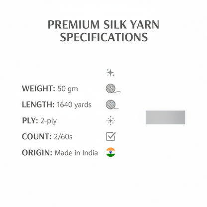 Knitsilk Wool, Cotton & Silk Blended Thread – 50 g (2 ply 2/60’s),Light si