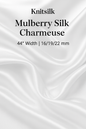 Knitsilk 100% Mulberry Silk Charmeuse Fabric – 22mm  – 44" Width – Pure Luxury Satin Weave -White