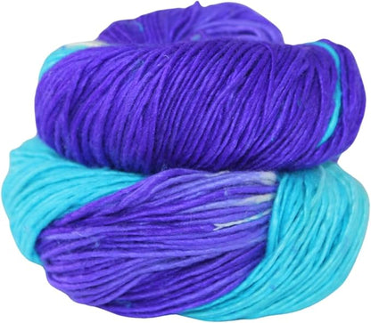 Knitsilk Top Yarn – Mulberry Silk Roving Yarn in Shades of Purple Blue White