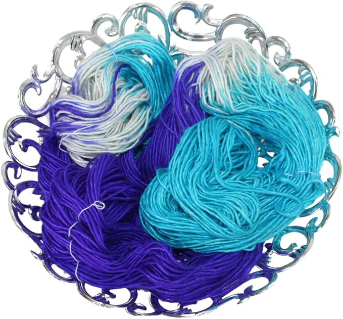 Knitsilk Top Yarn – Mulberry Silk Roving Yarn in Shades of Purple Blue White