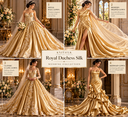 KnitSilk Royal Duchess Silk Fabric – Regal Gold | 35 Momme | 100% Silk