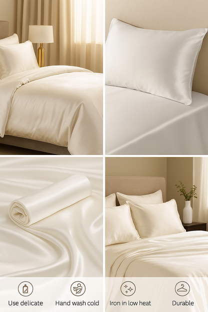 Knitsilk 100% Mulberry Silk Charmeuse Fabric – 19mm  – 44" Width – Pure Luxury Satin Weave - Off White