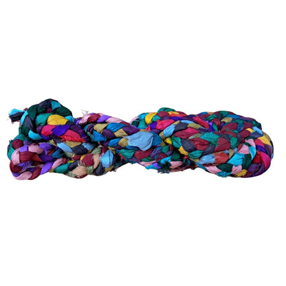 Knitsilk Handmade Braided Sari Silk Cord - Recycled Ribbon Cording, | 100 grams |