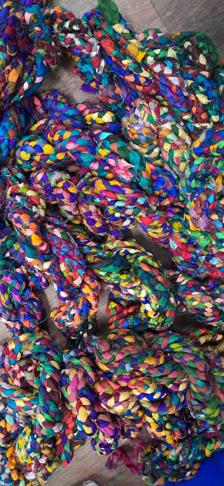 Knitsilk Handmade Braided Sari Silk Cord - Recycled Ribbon Cording, | 100 grams |