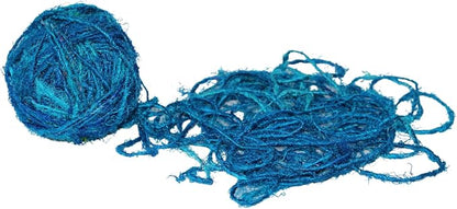 Knitsilk Recycled Sari Silk Yarn – Aqua blue | 85 Yards | 100g | Eco-Friendly Handspun Fiber for Knitting, Crochet & Weaving