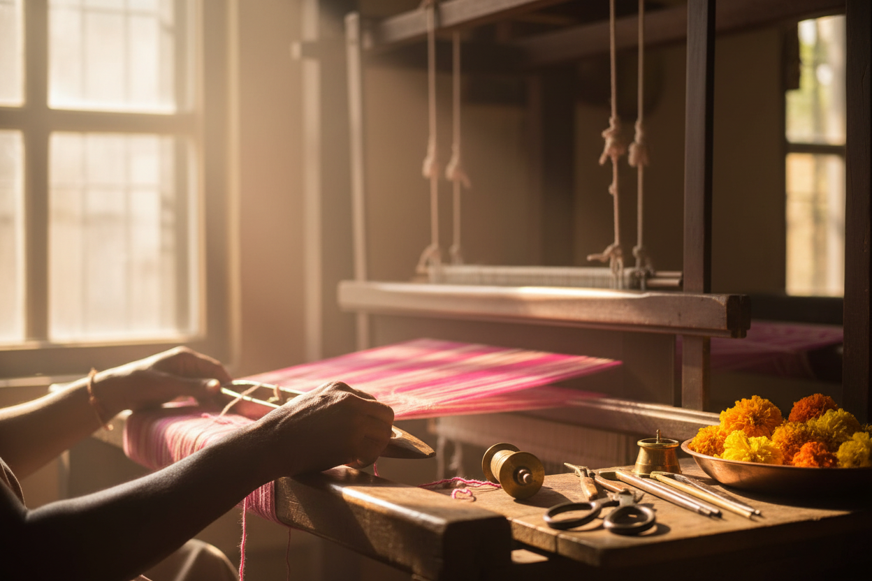 Knitsilk Recycled Shibori Sari Silk Ribbon Yarn-Light pink| Best for Crochet, Knitting, and Embroidery |50 GMS-30 Yards