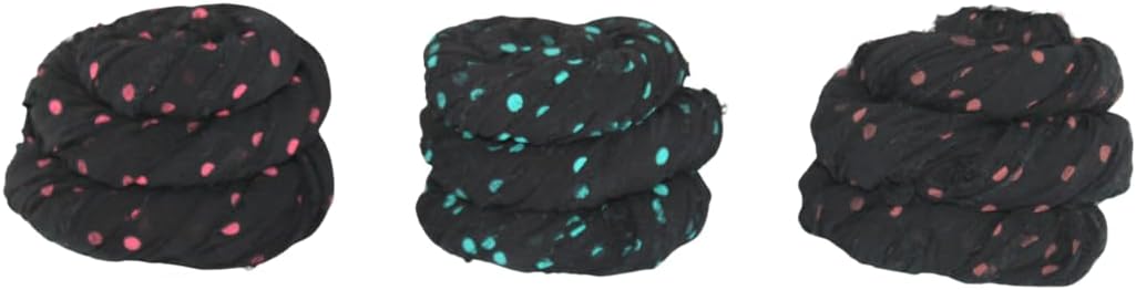 Knitsilk 3-Pack Black Polka Dot Mulberry Silk Chiffon Ribbons – 25+ Yards Each