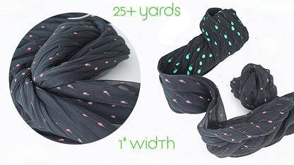 Knitsilk 3-Pack Black Polka Dot Mulberry Silk Chiffon Ribbons – 25+ Yards Each