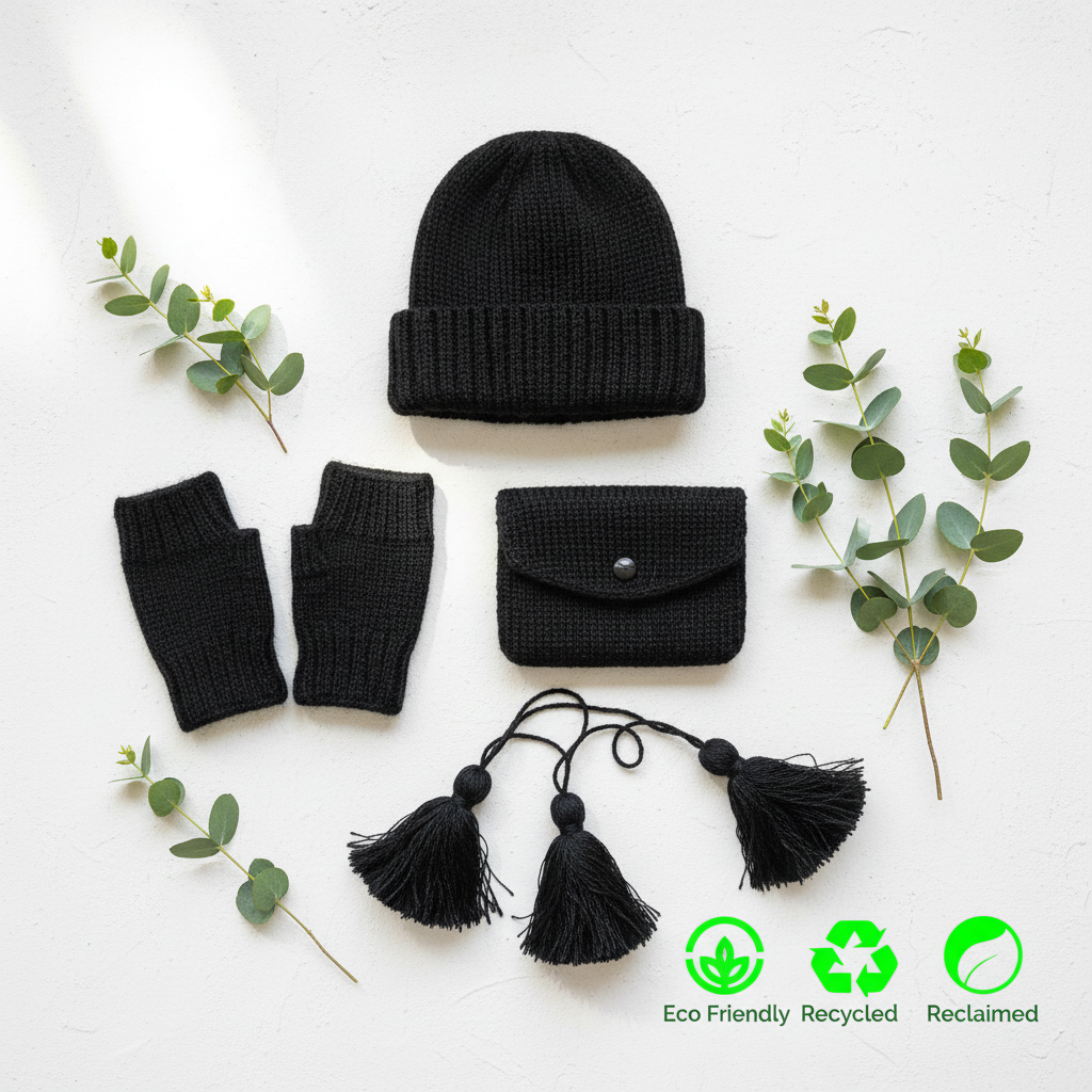 Knitsilk Premium Recycled Sari Silk Yarn – Black Color (100 Grams)