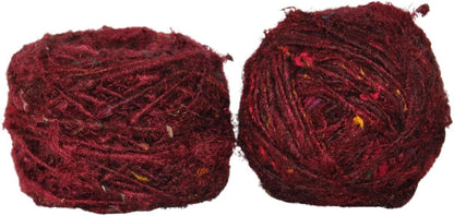 Knitsilk Recycled Sari Silk Yarn – Brown| 85 Yards | 100g | Eco-Friendly Handspun Fiber for Knitting, Crochet & Weaving
