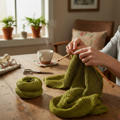 Knitsilk 3 Ply 100% Mulberry Silk Lace Weight Yarn –Olive green(50g / 260 Yards)