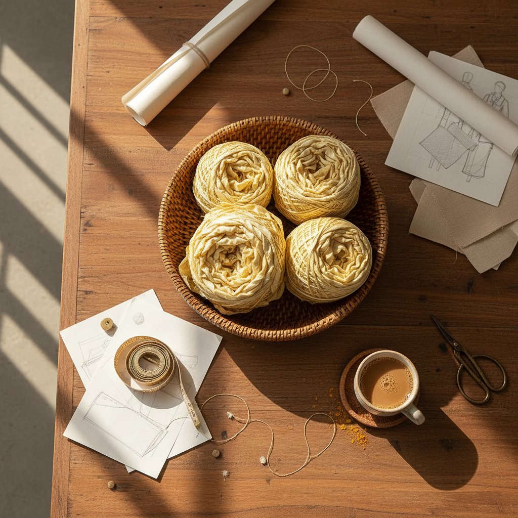 Knitsilk Recycled Sari Silk Ribbon Yarn — Super Bulky Lemon (50g / 30 yd)