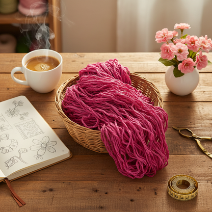 Knitsilk Recycled Sari Silk Ribbon Yarn — Super Bulky Pink (50g / 30 yd)