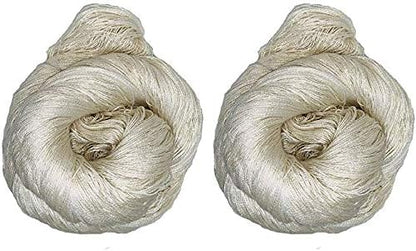 KNITSILK Silk Yarn 20/2 Undyed, 100 Grams & Approx. 1,000 Yards, Spun Natural Dyeable Mulberry, Pack of 2