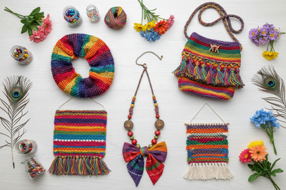 Knitsilk Recycled Sari Silk Ribbon, 30 Yards, 50 Grams - for Knitting, Weaving & Crochet (Multicolor Tie-Dye)