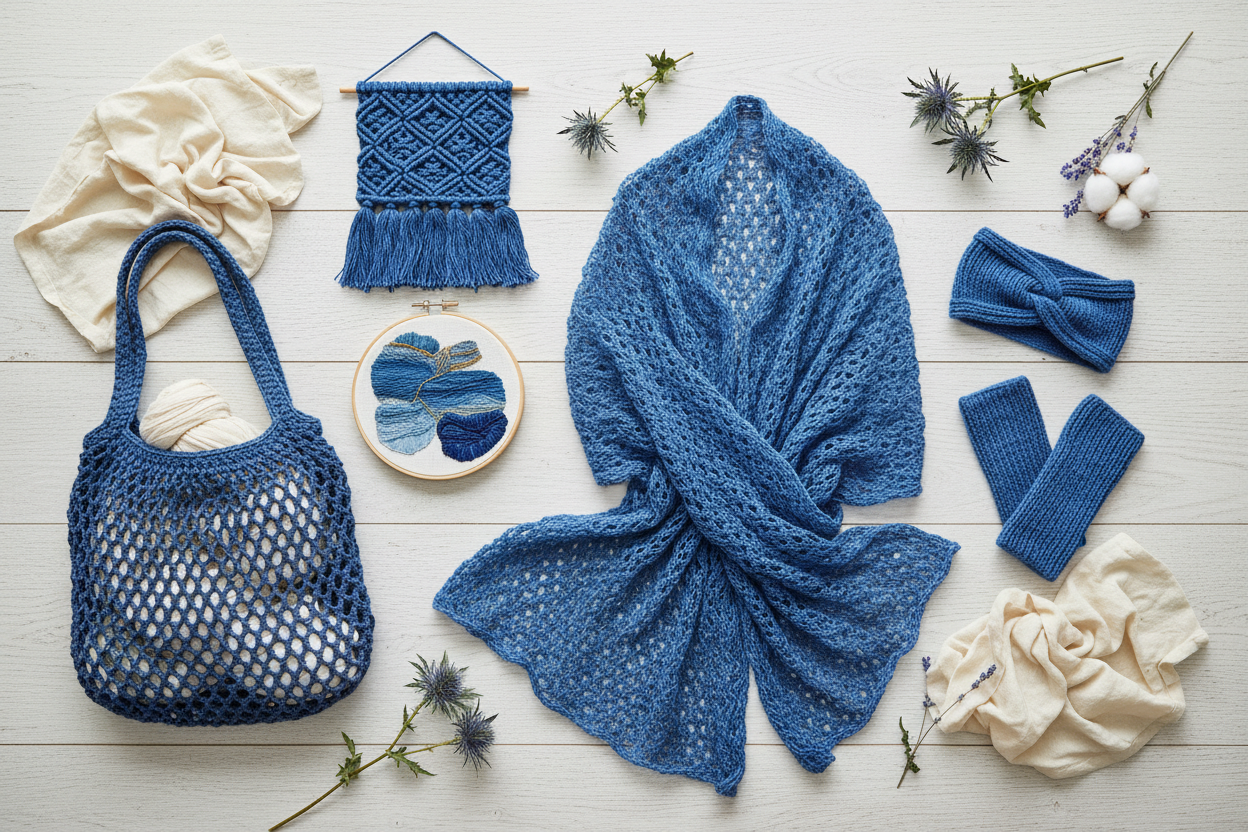 Knitsilk Premium Recycled Sari Silk Yarn – Royal blue Color (100 Grams)