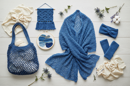 Knitsilk Premium Recycled Sari Silk Yarn – Royal blue Color (100 Grams)