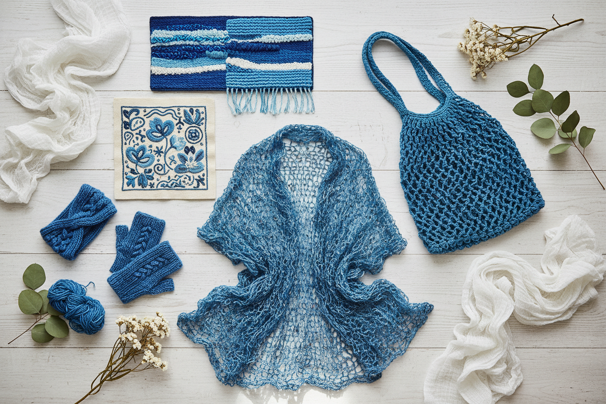 Knitsilk Premium Recycled Sari Silk Yarn – Blue Color (100 Grams)