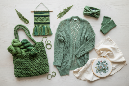 Knitsilk Premium Recycled Sari Silk Yarn – Green Color (100 Grams)