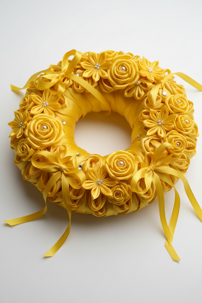 Knitsilk Luxurious Dupioni Satin Ribbon (1.5 "x 7yds x 3count), Yellow Ribbon Set for Gift Wrapping, Decorating Bouquet Wrap and Crafts